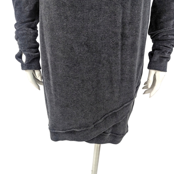 Athleta Cross Cross Velour Sweater Dress Womens Medium Grey Long Sleeve Pullover - Picture 4 of 12
